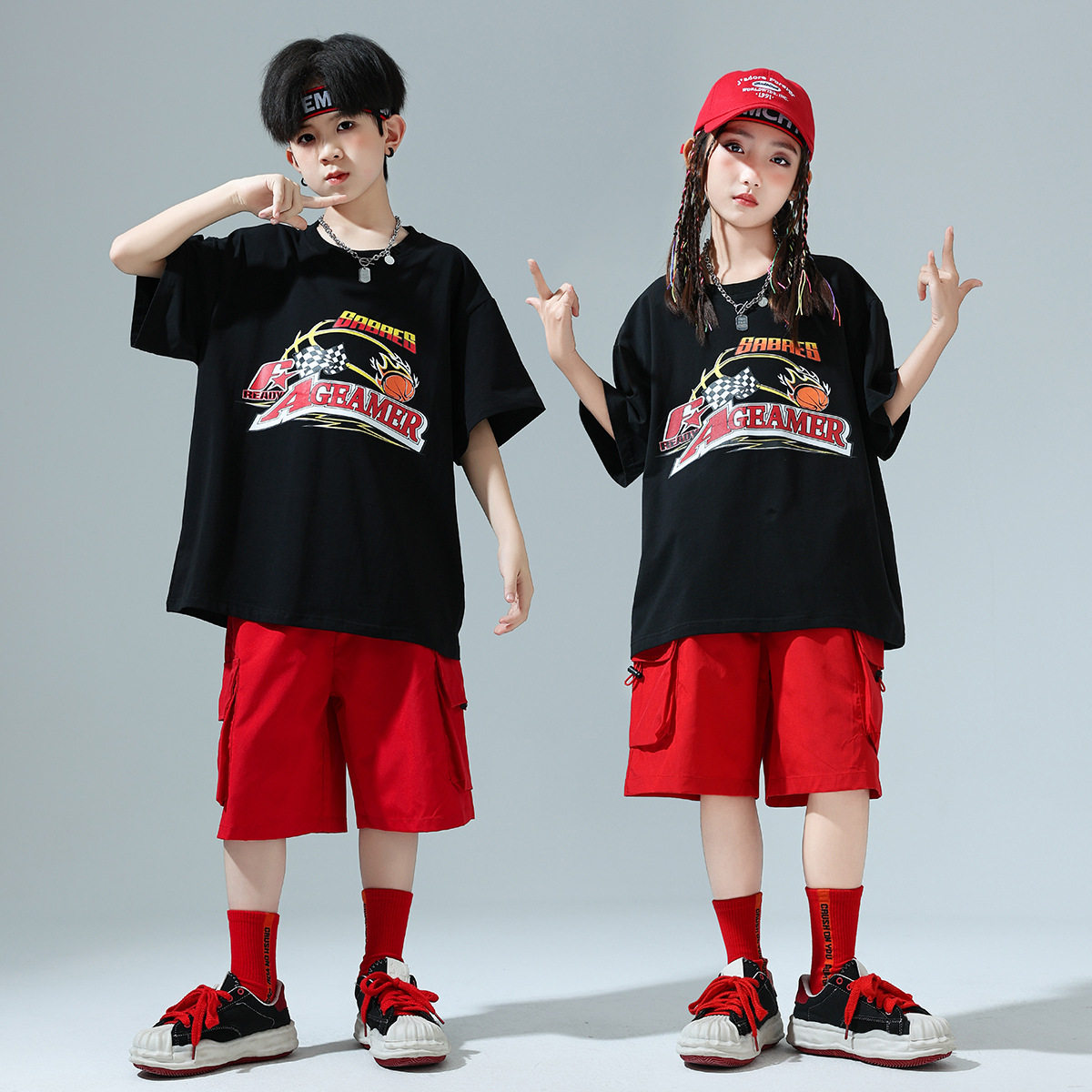 儿童街舞演出服架子鼓嘻哈套装