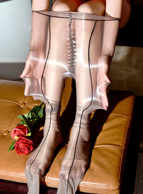 极光后竖线高腰油亮虾线无腰边性感免脱丝袜丝滑油光开档连裤袜