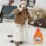 女童加厚外套2025秋冬新款中大童皮毛一体棉衣洋气保暖夹克衫冬装，童装外套，祺儿童装