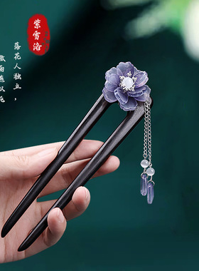 民族风盘发双钗手工发簪
