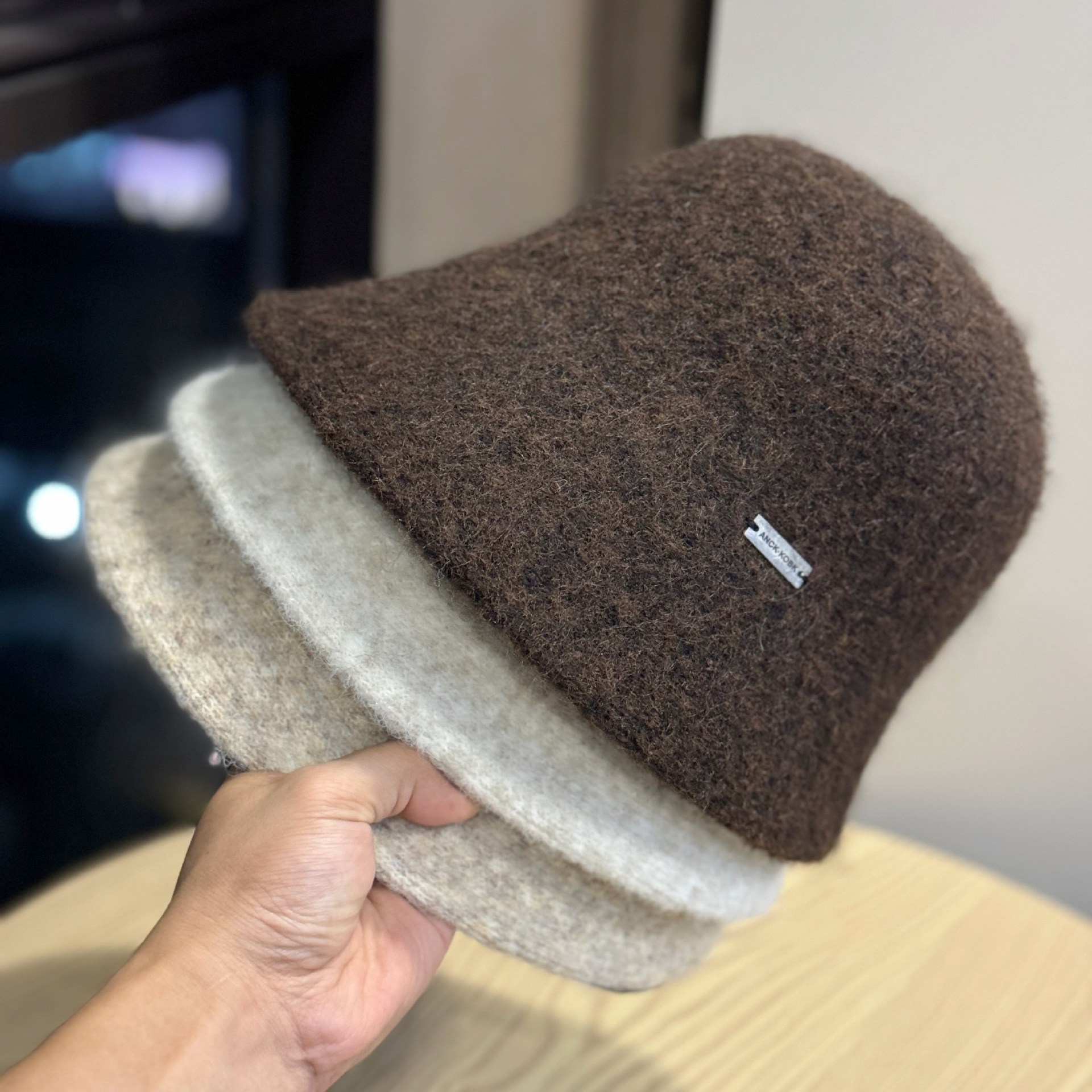 新款羊驼针织渔夫帽子女级感素颜遮脸水桶帽秋冬显脸小保暖盆帽