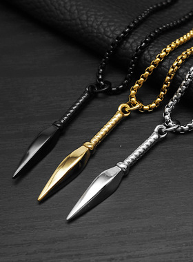 跨境吊坠矛头钛钢吊坠项链男饰品