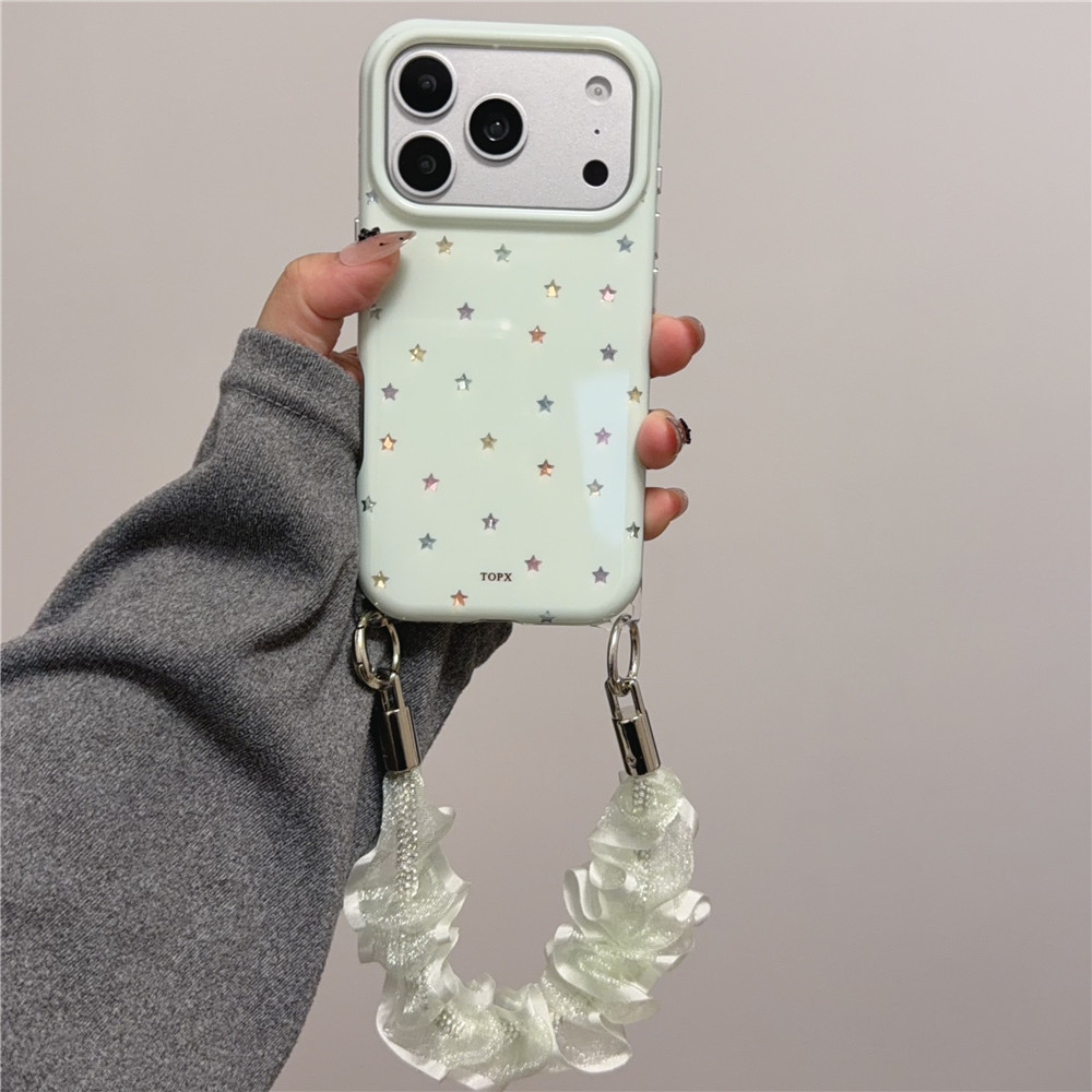 韩系彩色星星适用iPhone 17 Pro Max手机壳16pro防摔15丝巾手提女少女心