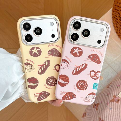 Food Bread Pattern Phone Case 适用 iPhone 17 Pro Max 16 15 Glossy Soft Shockproof Protective Cover