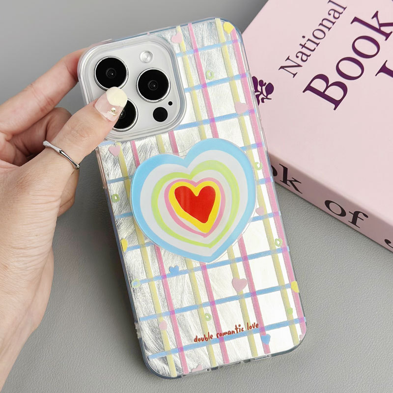 格纹爱心支架苹果甜美少女16