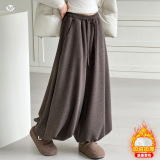 女童加绒加厚花苞裤2025年秋冬新款休闲阔腿裤中大童显瘦直筒长裤，童装裤子，祺儿童装