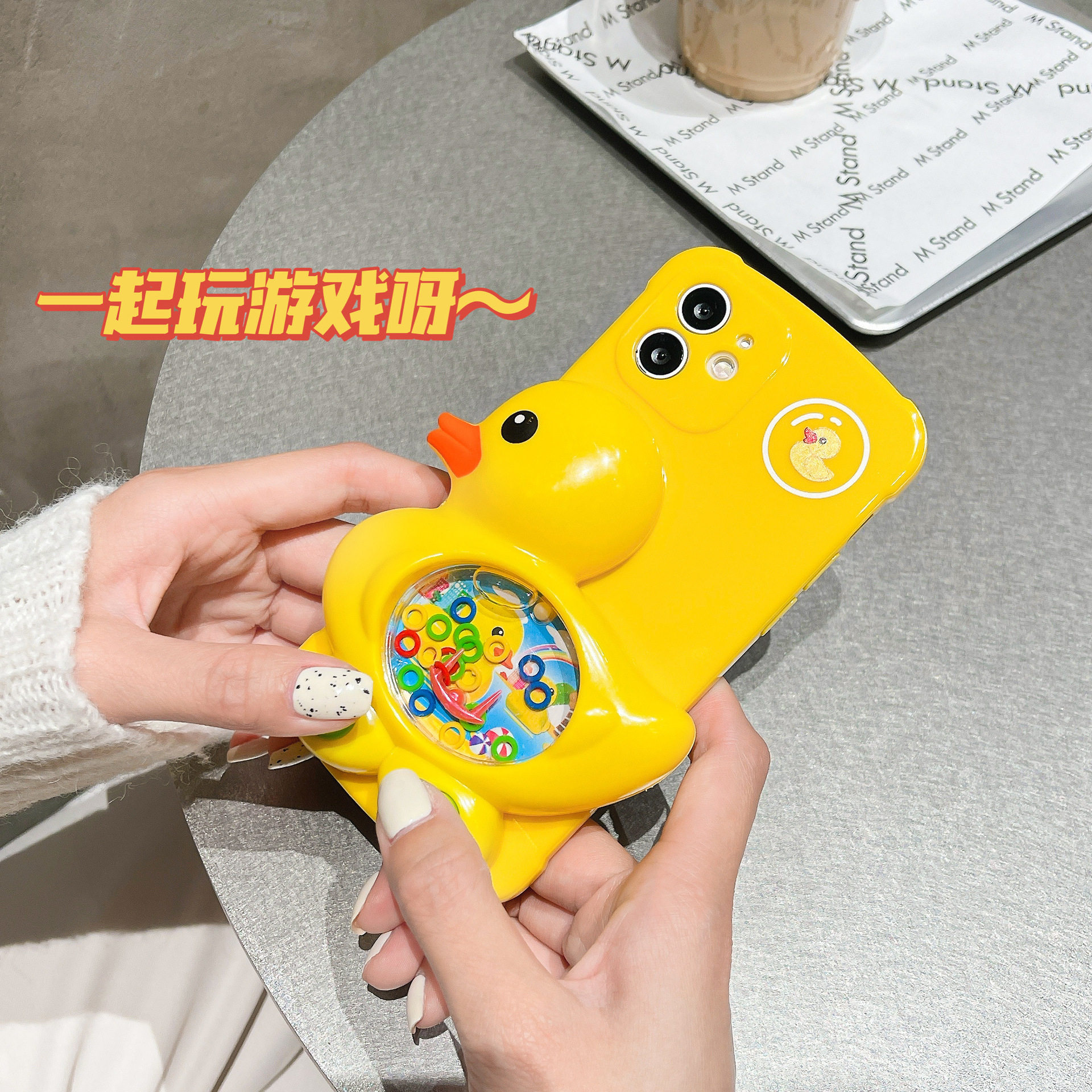 卡通可爱小黄鸭子游戏机适用iphone14Promax苹果13手机壳12Pro防摔11