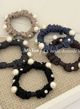 简约优雅大小钉珍珠发圈韩版扎头绳新款气质丸子头像皮筋发绳皮套