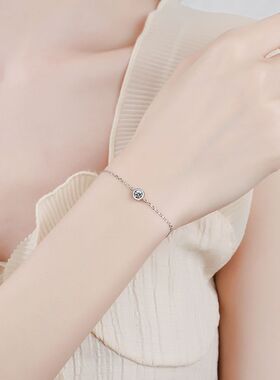 s925纯银法国巴黎幸运泡泡钻30分莫桑石手链镀铂金莫桑钻手链女