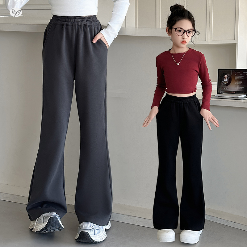 女童喇叭裤2025春秋新款中大童韩系运动裤儿童初中生马蹄裤微喇裤，童装裤子，祺儿童装