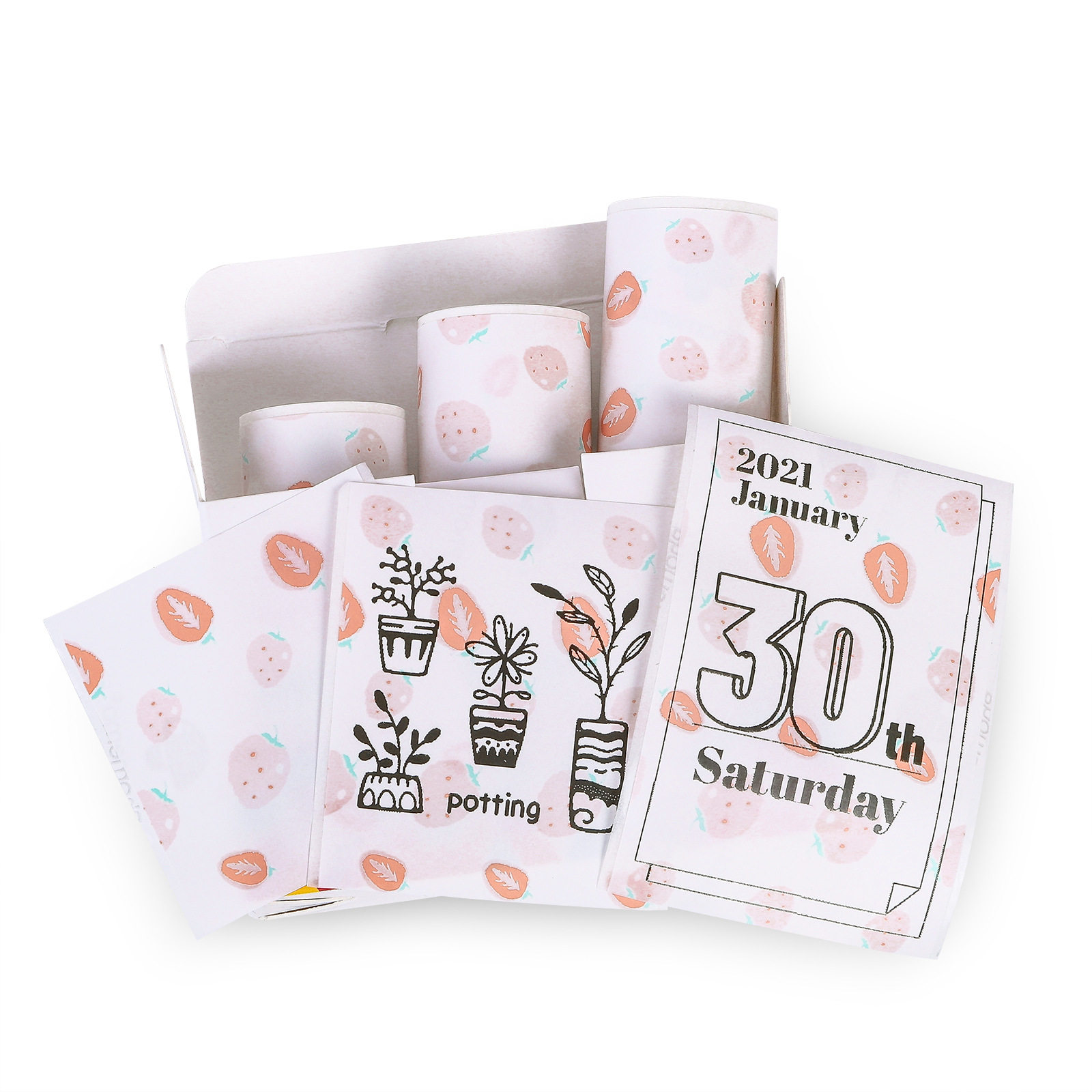 PHOMEMO 50 53MM T02|M02X 자체 접착 인쇄 용지 감열지 패턴 스티커 3개 롤 상자