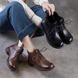 真皮靴子女款马丁靴2026新款春秋头层牛皮软底舒适妈妈及裸短靴