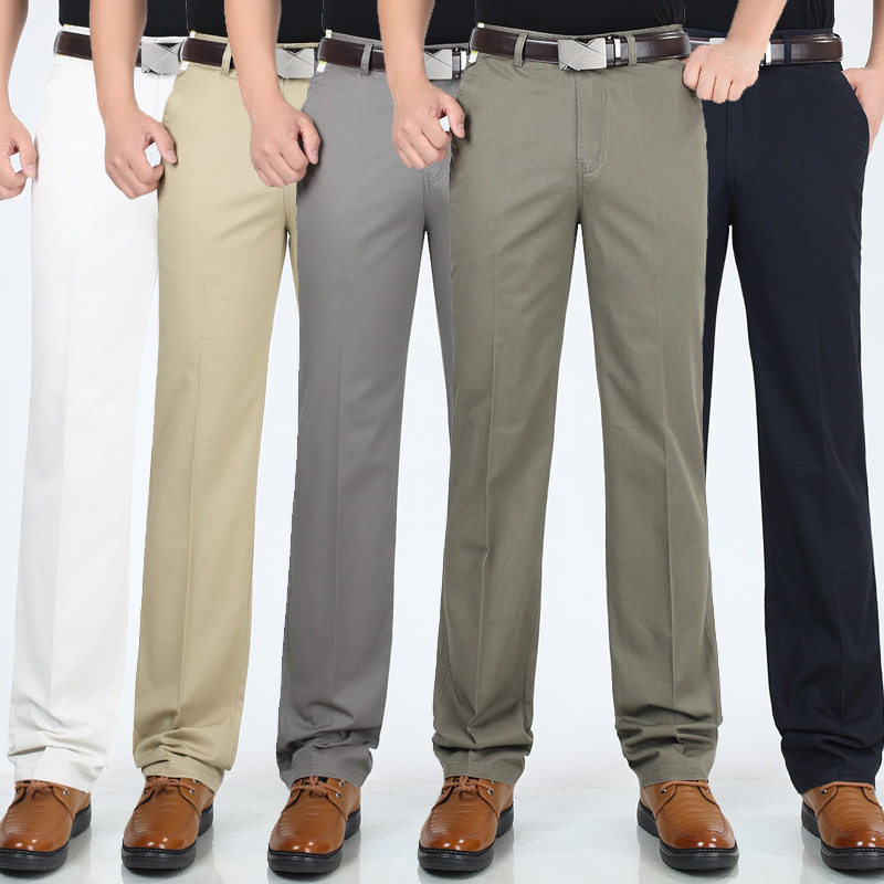 休闲裤子薄款直筒爸爸装中年 men's trousers Black skinny pants