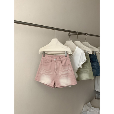 街拍辣妹风夏渐变牛仔裤弹力短裤