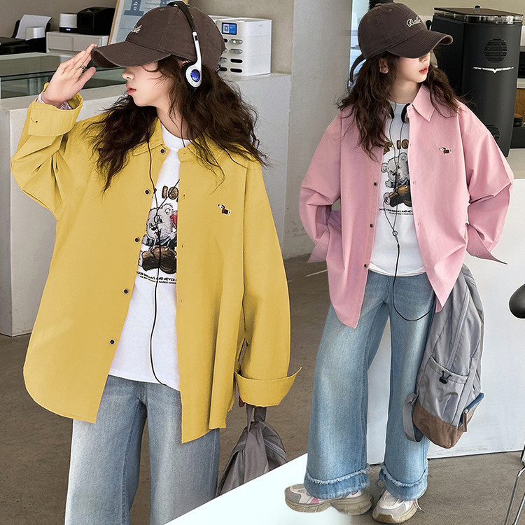 女童衬衫外套春款2025新款韩版洋气儿童装长袖衬衣中大童外穿上衣，商品下架区商品下架区，祺儿童装