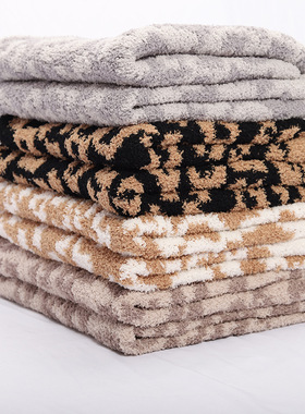 Leopard Print Blanket fleece-lined Jacquard Sofa Nap Blanket