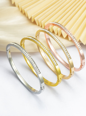 跨境爆款四方钻手镯女士手链首饰配饰新手饰镶钻欧美外贸饰品