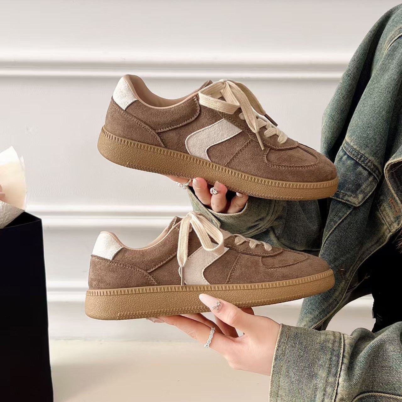 2025秋新款德训鞋韩版ins潮休闲运动鞋百搭学生小白鞋平底阿甘鞋