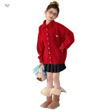 女童秋冬新款2025年爱心彩色扣小马刺绣毛衣开衫女孩学院风针织衫，童装毛衣，祺儿童装