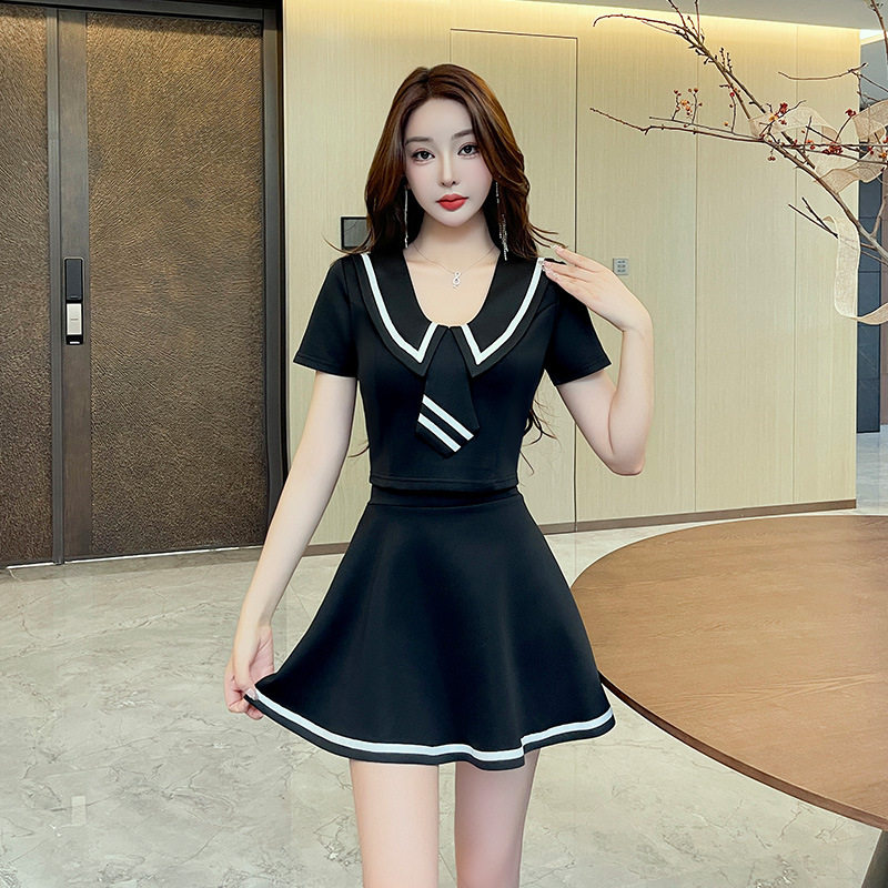 2025夏季款足浴足疗技师服短袖裙子性感JK服学生制服酒店夜店工衣