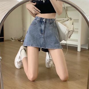 辣妹美式包臀裙夏季设计感半身裙腰显瘦牛仔短裙女大码女装裤裙