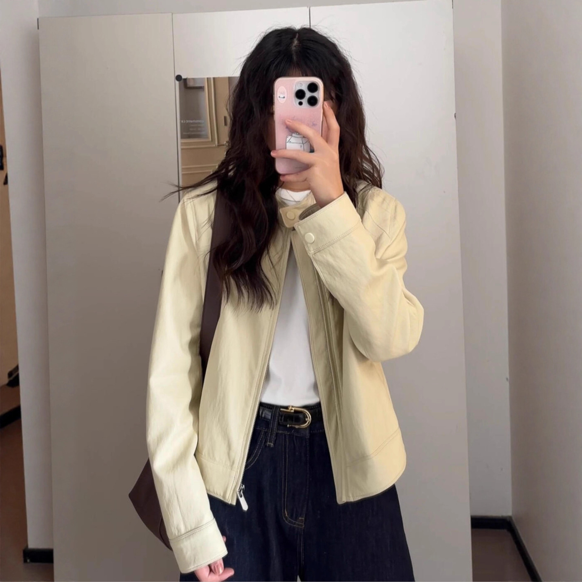 休闲时尚立领皮衣女2025秋冬新款韩版百搭气质显瘦机车服夹克外套