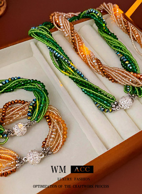 镶钻缠绕水晶多层手链项链轻奢时尚百搭精致手环气质高级感手饰品