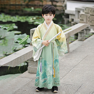 汉服男童2023新款秋款儿童古装中国风书生小王爷国学演出套装