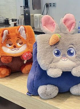 疯狂动物城毛绒可爱朱迪尼克翻盖大容量双肩肩斜挎包大容量