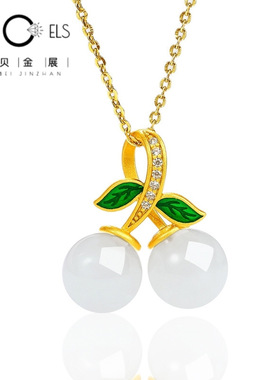 古法银和田玉吊坠S925镶嵌四叶草金镶玉弥勒佛项链好看百搭好运