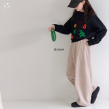 女童加绒毛呢裤2025年秋冬新款中大童休闲卫裤纯色阔腿裤弯刀长裤，童装裤子，祺儿童装