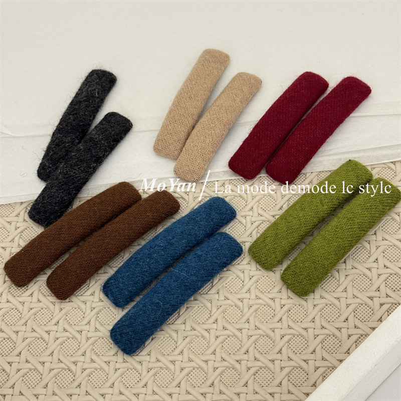 小清新彩色毛线针织BB夹前额刘海发夹女侧边夹后脑勺碎发夹子发卡