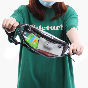 夏季新款pvc透明腰包潮流胸前斜挎包时尚女款沙滩防水果冻单肩包