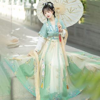 成人汉服女装唐制齐腰唐褙子绣花中国风日常改良夏季薄款三件套装