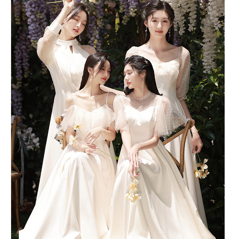 香槟色伴娘服出租2026夏季婚礼姐妹团气质伴娘礼服女级小众长款