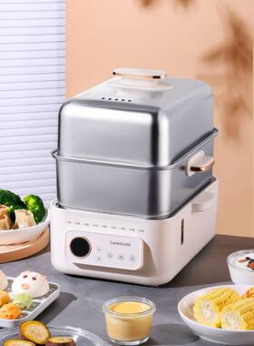 乐扣双层电蒸锅电炖锅多功能锅家用电热锅14L双层不锈钢早餐机
