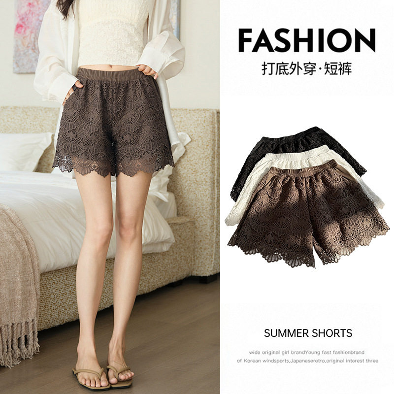 2026休闲短裤宽松防走光安全裤外穿打底裤刺绣蕾丝居家三分保险裤