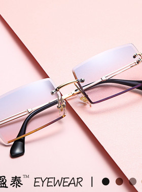 新款无框切边方形渐变色海洋片太阳镜 欧美时尚ins网红街拍潮墨镜