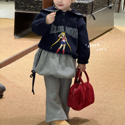 档口童装橙小七2025深秋款加厚上新现货休闲裤子XQ55323灰色特卖