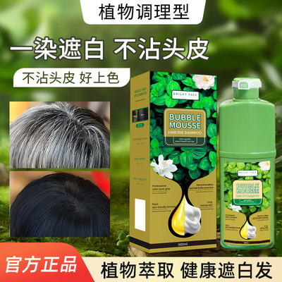 BUBBLE外贸爆款500ML北柔植物染发剂绿色料体不沾头皮肤染发膏批