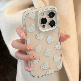 Blue heart love transparent clear case适用iphone 11 12 13 14 15 16 17 pro max