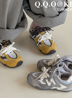 左左家ZOZO春季新款韩版儿童运动鞋男女童防滑透气拼色百搭德训鞋