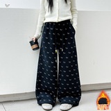 女童加绒卫裤2025年秋冬新款卡通印花阔腿裤中大童休闲直筒裤长裤,童装裤子,祺儿童装, 女童加绒卫裤2025年秋冬新款卡通印花阔腿裤中大童休闲直筒裤长裤,童装裤子,祺儿童装,