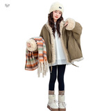 女童205年冬季新款两面穿毛毛衣女大童宽松御寒保暖棉衣加厚外套，童装外套，祺儿童装