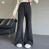 女童喇叭裤秋冬加绒2025新款中大童毛呢微喇裤休闲拖地裤显瘦长裤，童装裤子，祺儿童装