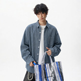 长袖衬衫春季款后背分割设计日系宽松衬衣外套MC7136-P65控98，男装衬衫，电商A362