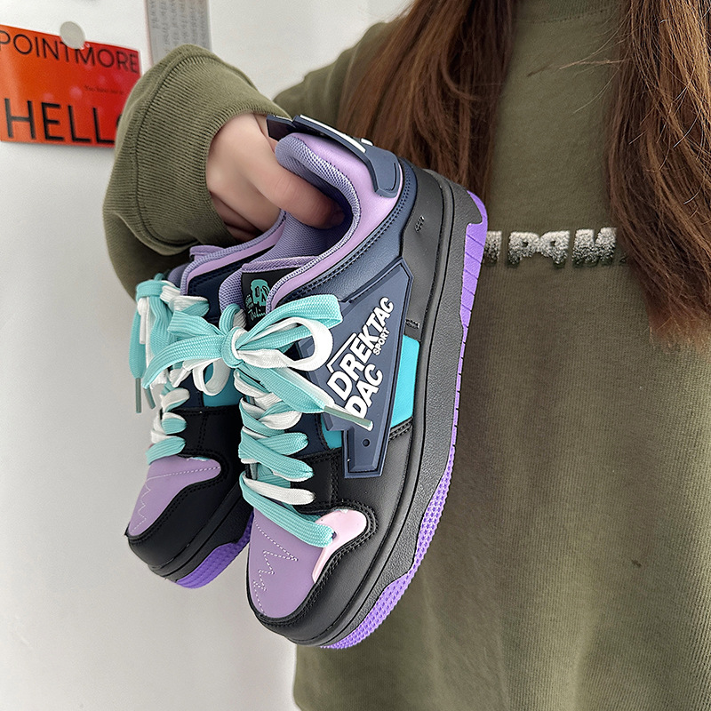 学院风ins休闲板鞋小众情侣撞色德训鞋双鞋带街拍运动鞋9935P65，男鞋休闲鞋，星座517