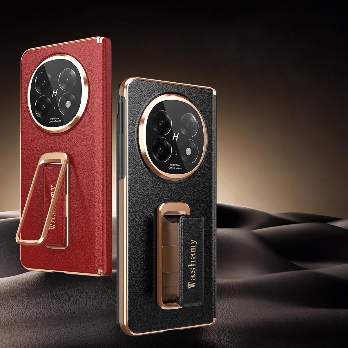 适用OPPO Find N5商务头层牛皮手机壳电镀磁吸中轴包边铰链腕带皮套旋转支架保护套