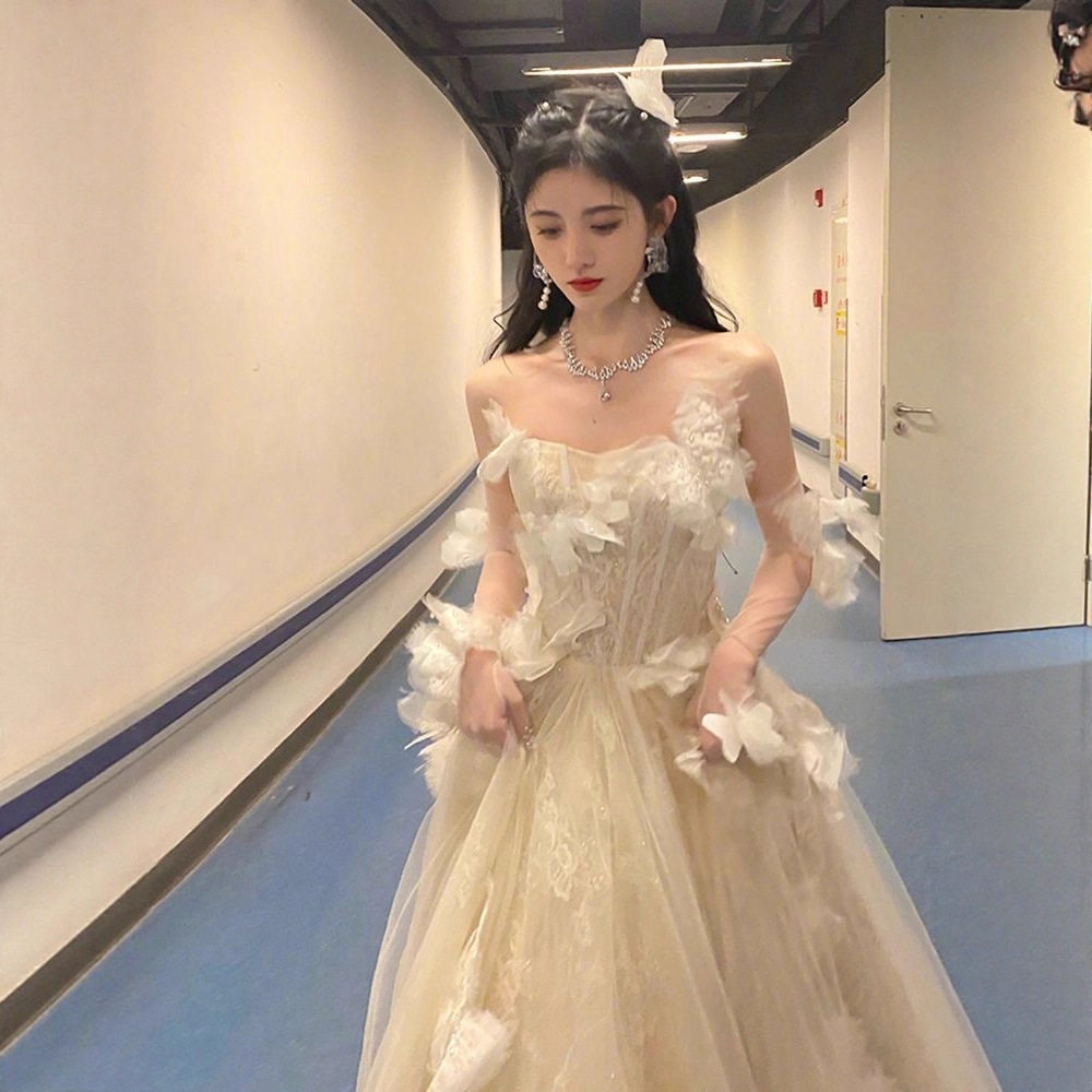 2026新款晚礼服女名媛纯欲气质宴会年会长裙优雅主持人蓬蓬裙女