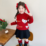 女童加厚毛衣冬装2025新款儿童针织打底衫保暖韩版女毛线衣潮P72，童装毛衣，祺妙童装